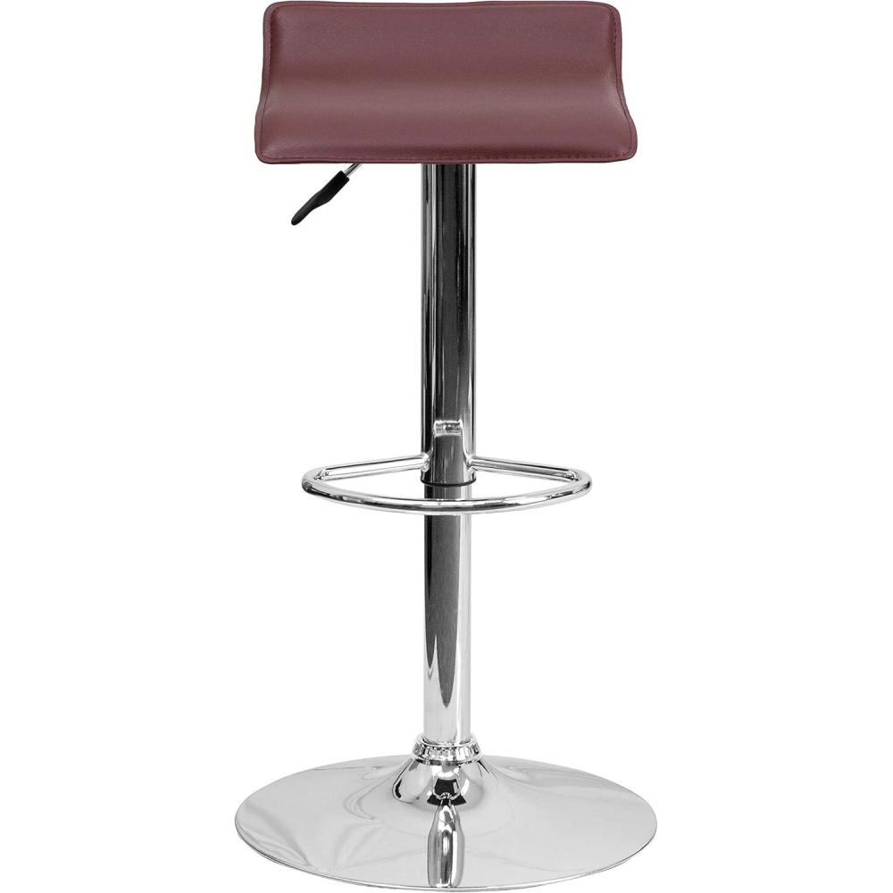 image:imageFlash Furniture Contemporary White Vinyl Adjustable Height Barstool with Solid Wave Seat and Chrome BaseBurgundy