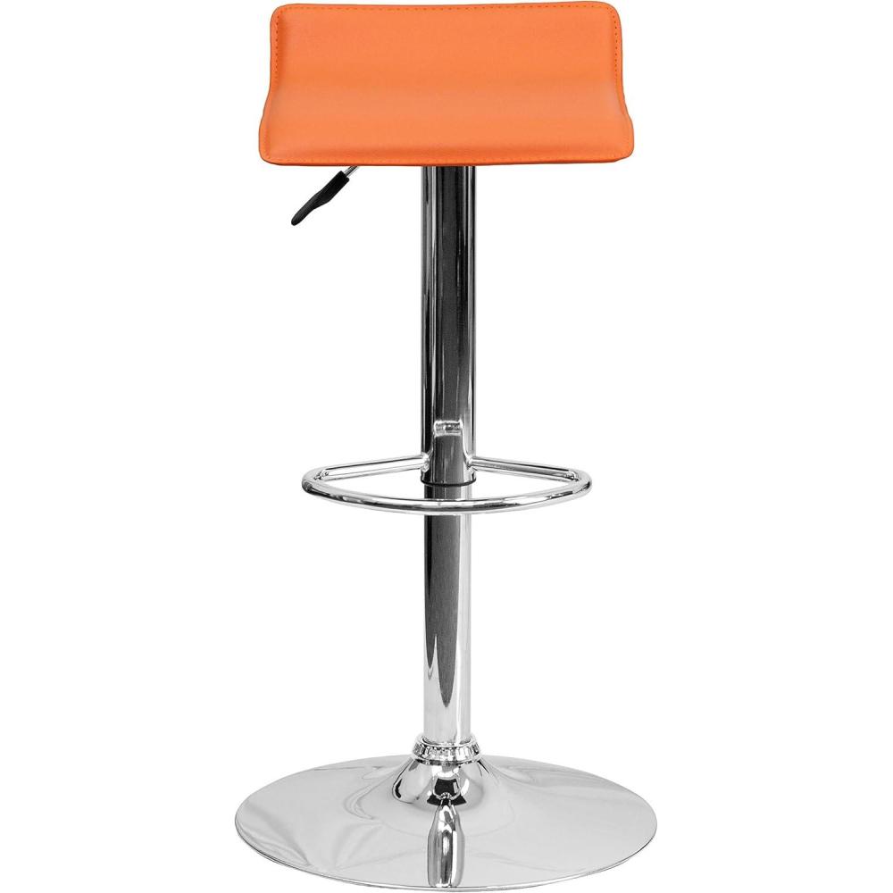image:imageFlash Furniture Contemporary White Vinyl Adjustable Height Barstool with Solid Wave Seat and Chrome BaseOrange