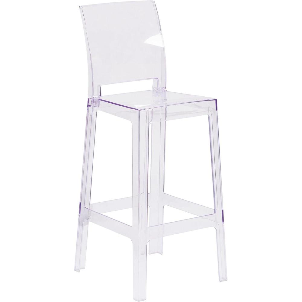image:imageFlash Furniture Ghost Barstool with Square Back in Transparent CrystalPack of 1