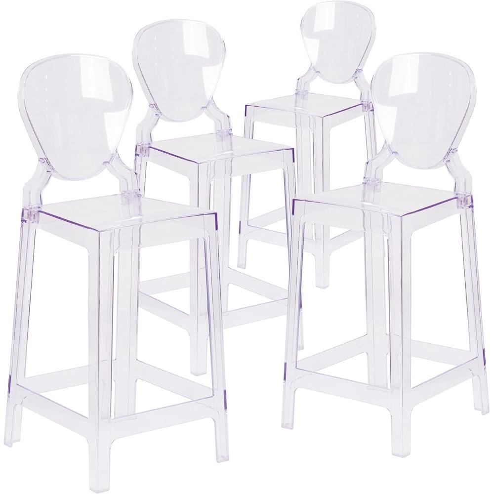 image:imageFlash Furniture Ghost Counter Stool with Tear Back in Transparent CrystalPack of 4