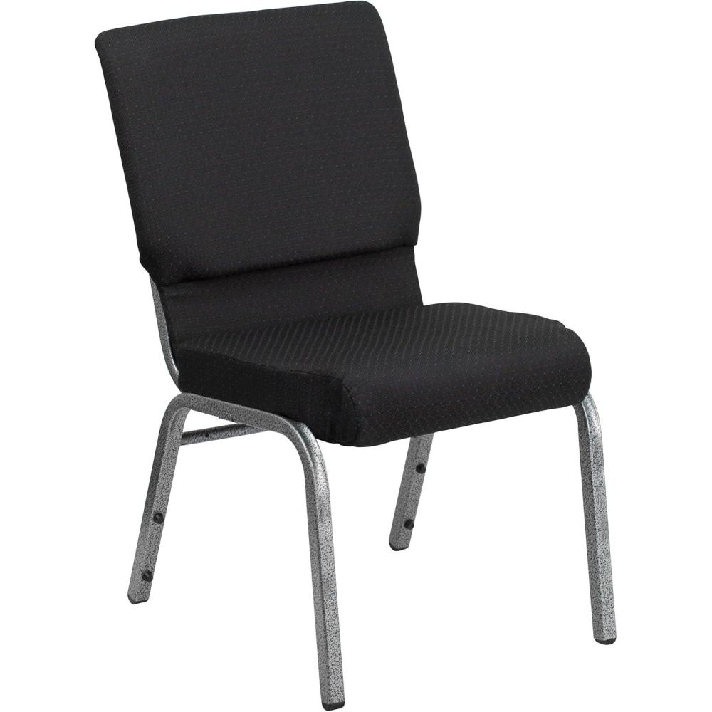 image:imageFlash Furniture HERCULES Series 185W Stacking Church Chair in Black Patterned Fabric  Silver Vein Frame 25D x 1925W x 3325HBlack Patterned FabricSilver Vein Frame