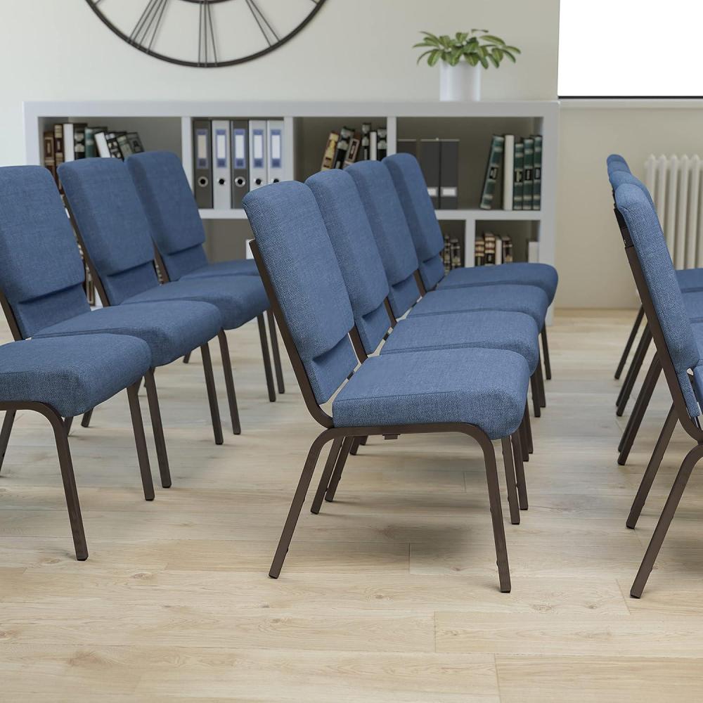 image:imageFlash Furniture HERCULES Series 185W Stacking Church Chair in Black Patterned Fabric Silver Vein Frame 25D x 1925W x 3325HBlue FabricGold Vein Frame