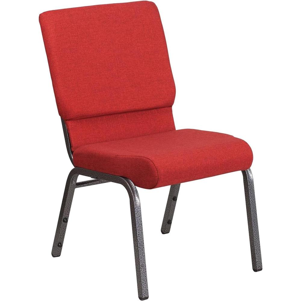 image:imageFlash Furniture HERCULES Series 185W Stacking Church Chair in Black Patterned Fabric  Silver Vein Frame 25D x 1925W x 3325HRed FabricSilver Vein Frame