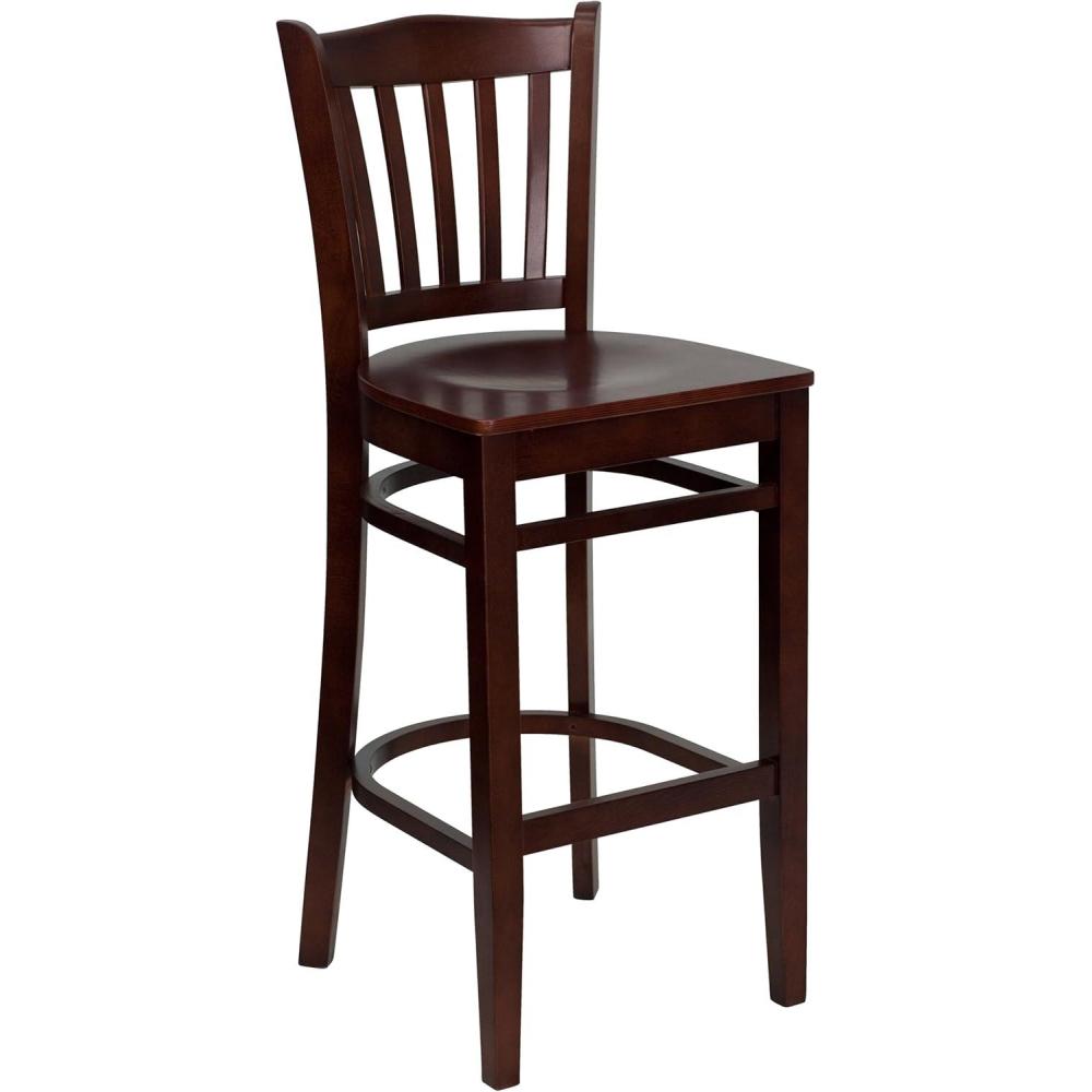 image:imageFlash Furniture HERCULES Series Vertical Slat Back Natural Wood Restaurant BarstoolMahogany Wood SeatMahogany Wood Frame