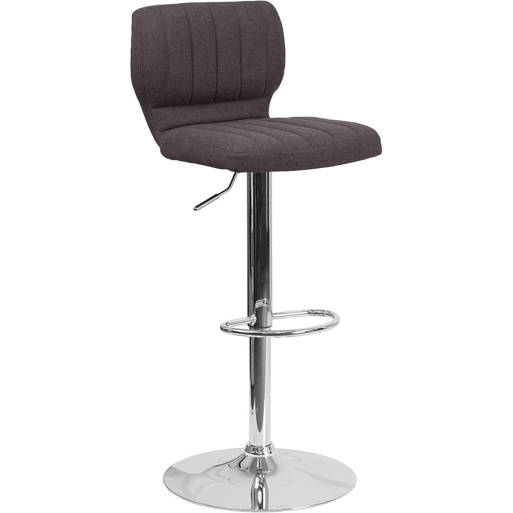 image:imageFlash Furniture Jeremy Contemporary White Vinyl Adjustable Height Barstool with Vertical Stitch Back and Chrome BaseCharcoal Fabric