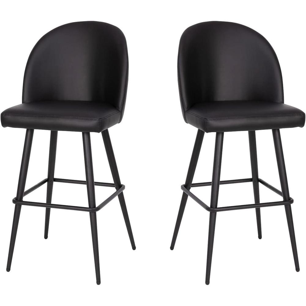 image:imageFlash Furniture Lyla Commercial Grade Modern Armless Barstools Black LeatherSoft Upholstery 30 Barstool Contoured Backrest Steel Frame amp Footrest Set of 2Black Leathersoft