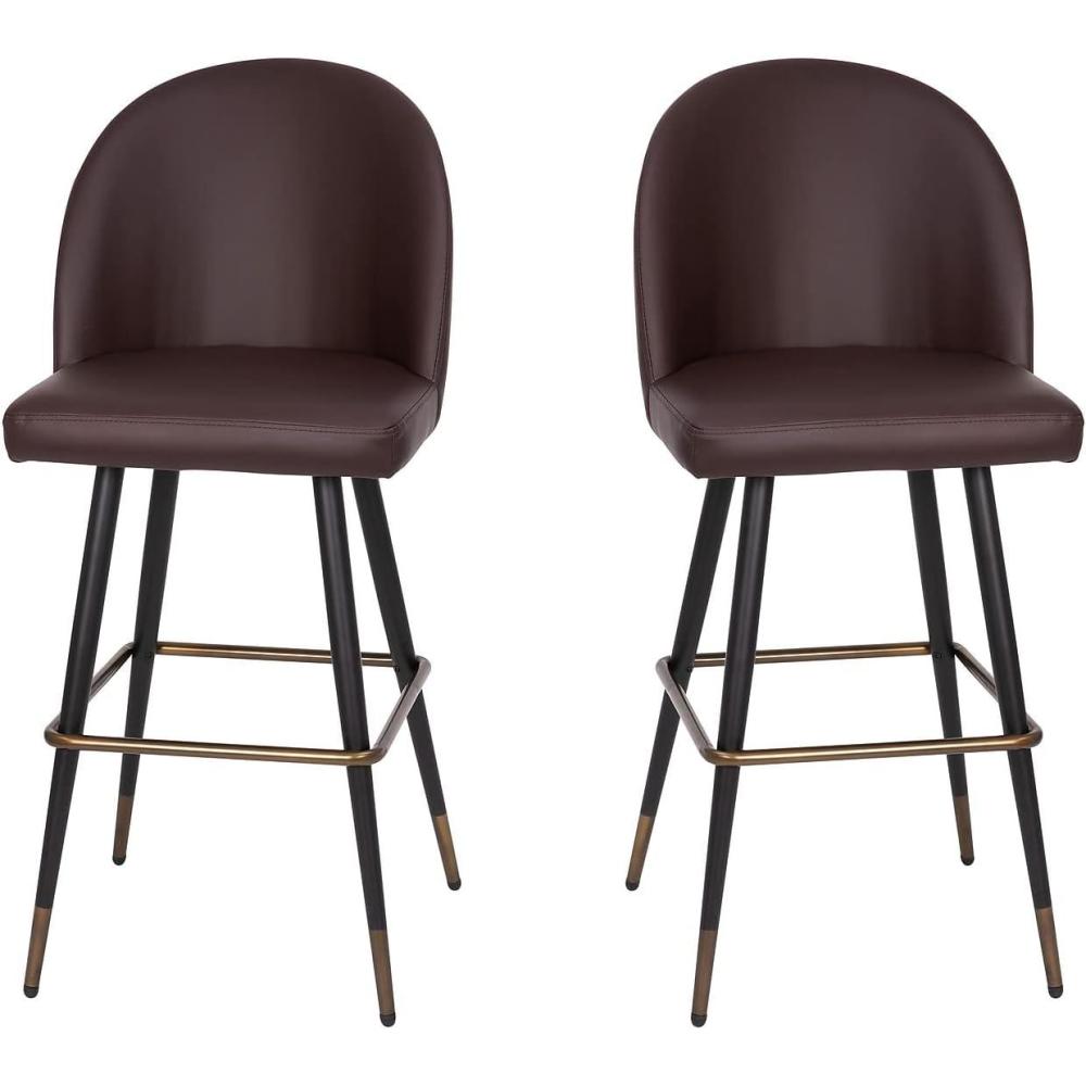 image:imageFlash Furniture Lyla Commercial Grade Modern Armless Barstools  Black LeatherSoft Upholstery  30 Barstool  Contoured Backrest  Steel Frame amp Footrest  Set of 2Brown Leathersoft