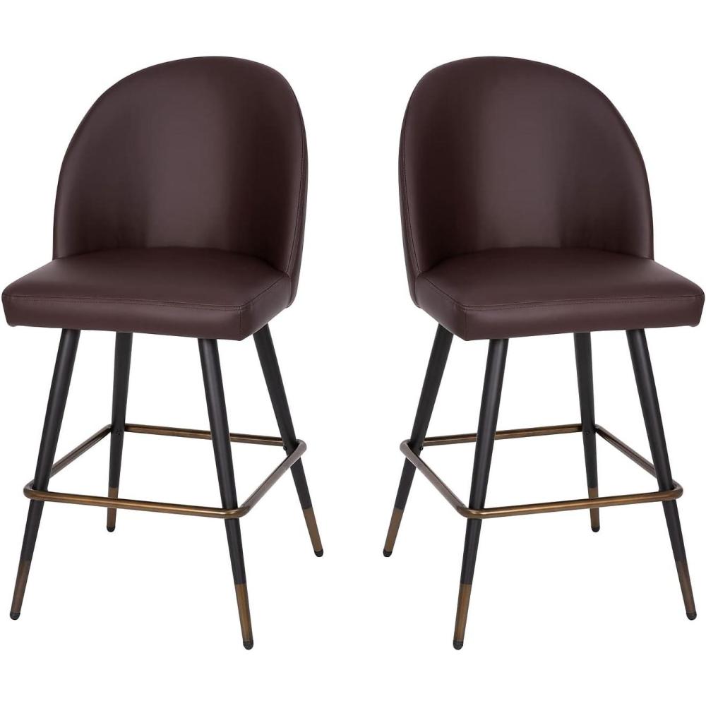 image:imageFlash Furniture Lyla Commercial Grade Modern Armless Counter StoolsBrown LeatherSoft Upholstery26 BarstoolContoured BackrestSteel Frame amp FootrestSet of 2