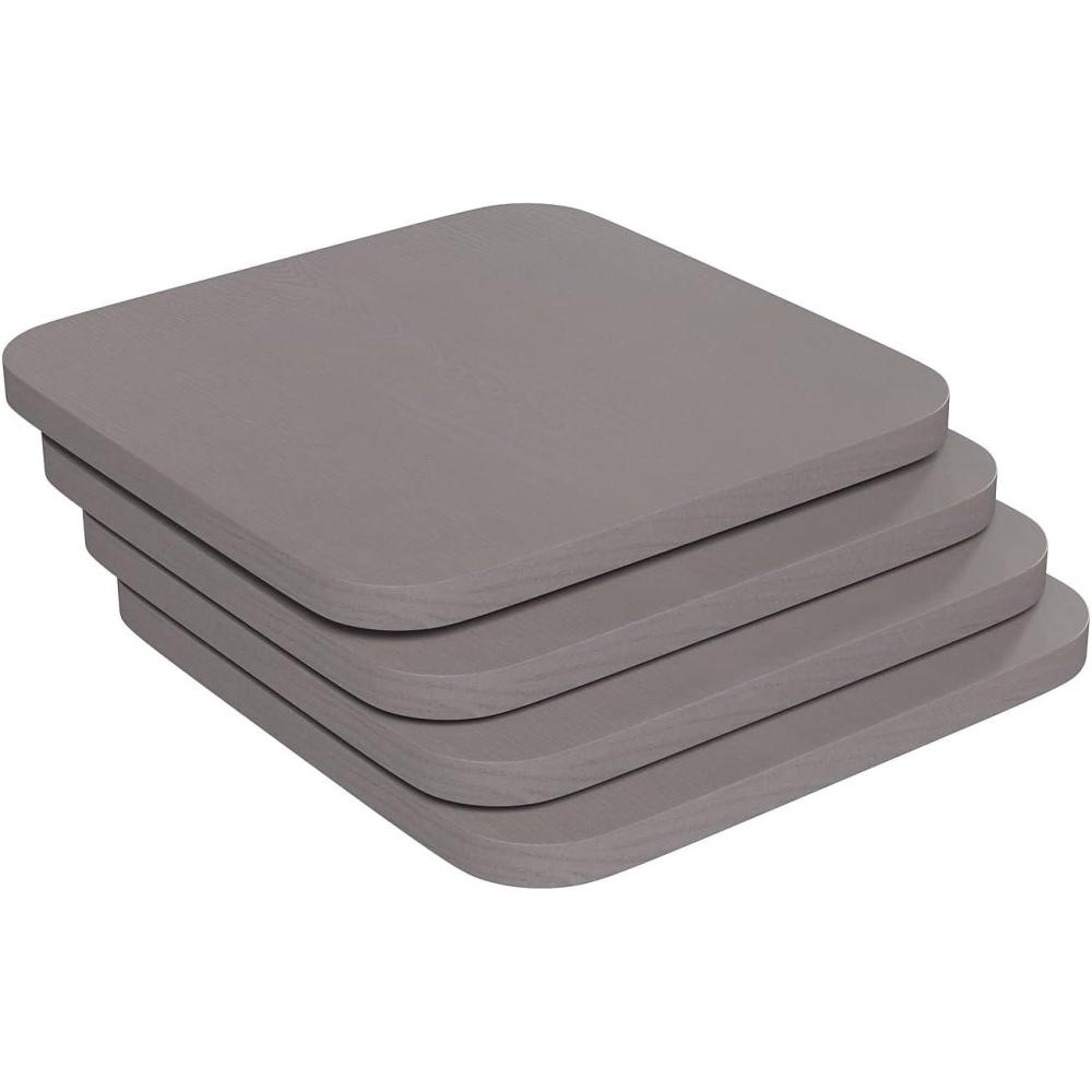 image:imageFlash Furniture Perry Set of 4 Poly Resin Wood Seat Gray Polystyrene Rounded Edges for Comfort For Colorful Metal Chairs and Stools IndoorOutdoorGray