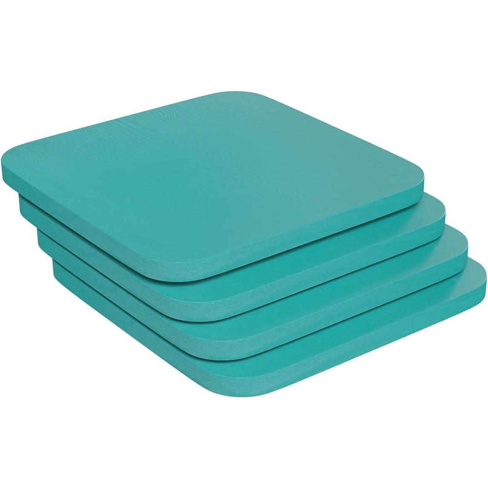image:imageFlash Furniture Perry Set of 4 Poly Resin Wood Seat Gray Polystyrene Rounded Edges for Comfort For Colorful Metal Chairs and Stools IndoorOutdoorMint