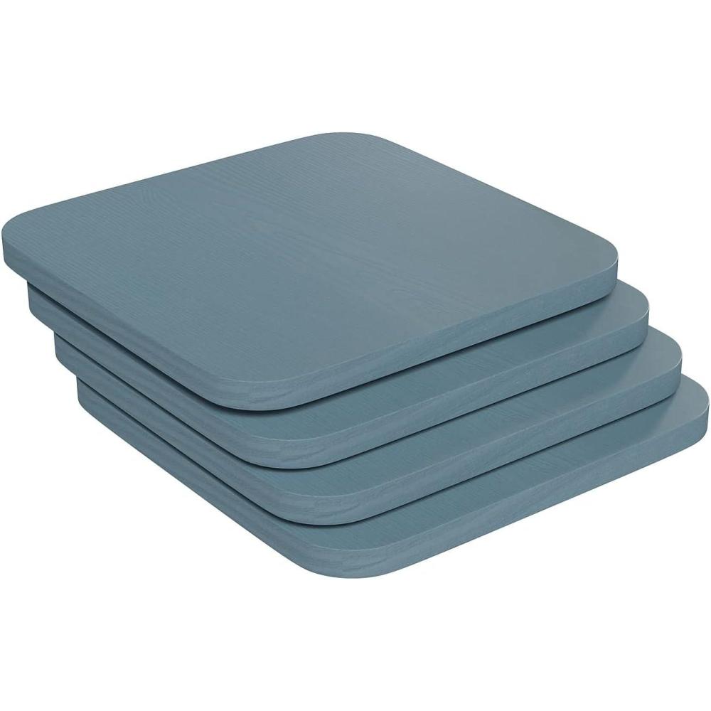 image:imageFlash Furniture Perry Set of 4 Poly Resin Wood Seat Gray Polystyrene Rounded Edges for Comfort For Colorful Metal Chairs and Stools IndoorOutdoorTealblue
