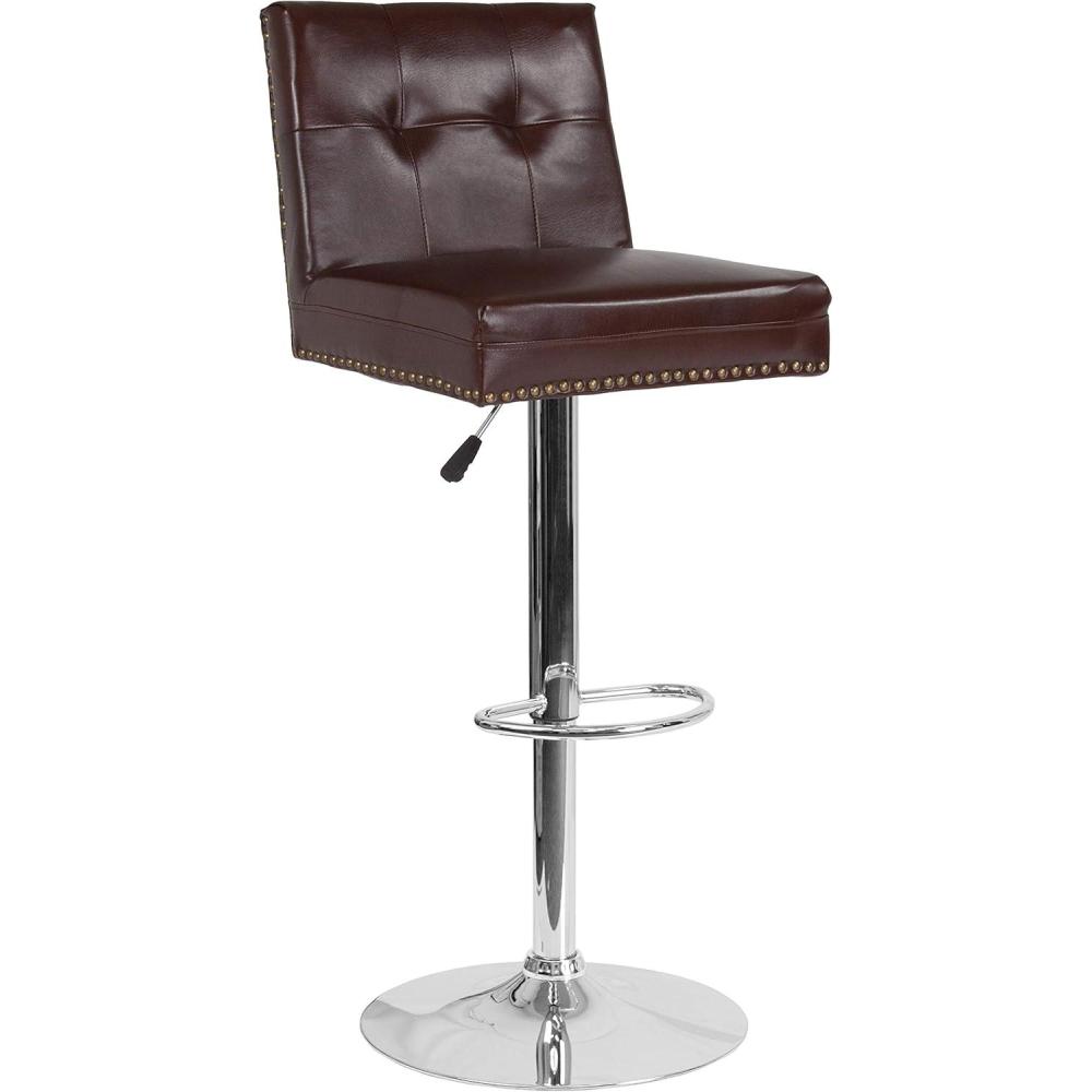 image:imageFlash Furniture Ravello Contemporary Adjustable Height Barstool with Accent Nail Trim in Brown FabricBrown Leathersoft