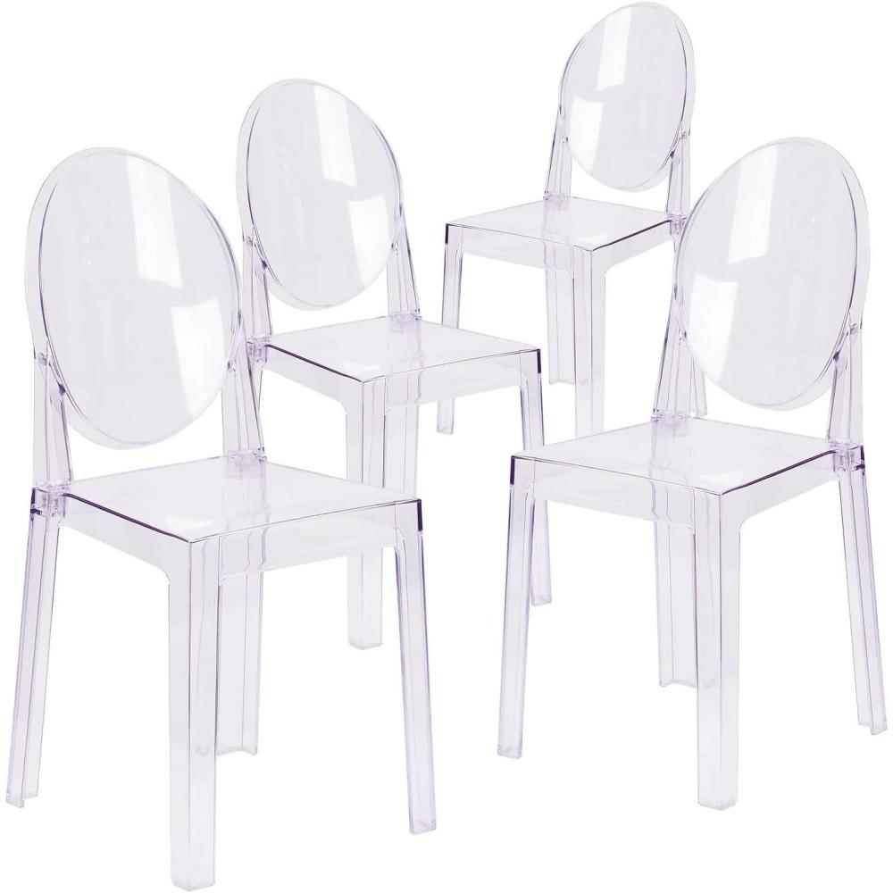 image:imageFlash Furniture Revna 4 Pack Revna Ghost Chair with Oval Back in Revna Transparent CrystalSet of 4