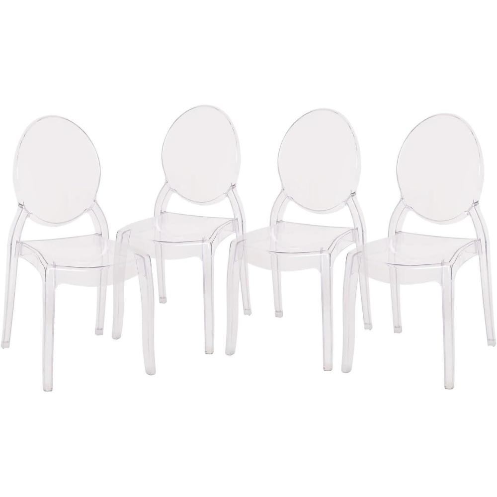 image:imageFlash Furniture Set of 4 Extra Wide Resin Ghost Chairs with 700 LB Weight Capacity Clear Kitchen and Dining Room Chair Acrylic Event Chair for IndoorOutdoor Use