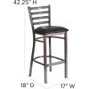 Flash Furniture 2 Pack HERCULES Series Silver Antique Finish with Clear Coat Ladder Back Metal Restaurant Barstool – Walnut Wood Seat(Black Vinyl Seat/Clear Coated Metal Frame)