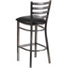 Flash Furniture 2 Pack HERCULES Series Silver Antique Finish with Clear Coat Ladder Back Metal Restaurant Barstool – Walnut Wood Seat(Black Vinyl Seat/Clear Coated Metal Frame)