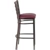 Flash Furniture 2 Pack HERCULES Series Silver Antique Finish with Clear Coat Ladder Back Metal Restaurant Barstool – Walnut Wood Seat(Burgundy Vinyl Seat/Clear Coated Metal Frame)