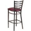 Flash Furniture 2 Pack HERCULES Series Silver Antique Finish with Clear Coat Ladder Back Metal Restaurant Barstool – Walnut Wood Seat(Burgundy Vinyl Seat/Clear Coated Metal Frame)
