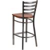 Flash Furniture 2 Pack HERCULES Series Silver Antique Finish with Clear Coat Ladder Back Metal Restaurant Barstool – Walnut Wood Seat(Cherry Wood Seat/Clear Coated Metal Frame)