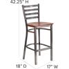 Flash Furniture 2 Pack HERCULES Series Silver Antique Finish with Clear Coat Ladder Back Metal Restaurant Barstool – Walnut Wood Seat(Cherry Wood Seat/Clear Coated Metal Frame)