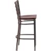 Flash Furniture 2 Pack HERCULES Series Silver Antique Finish with Clear Coat Ladder Back Metal Restaurant Barstool – Walnut Wood Seat(Mahogany Wood Seat/Clear Coated Metal Frame)