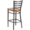 Flash Furniture 2 Pack HERCULES Series Silver Antique Finish with Clear Coat Ladder Back Metal Restaurant Barstool – Walnut Wood Seat(Natural Wood Seat/Clear Coated Metal Frame)