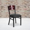 Flash Furniture 2 Pk. HERCULES Series Black 4 Square Back Metal Restaurant Chair – Mahogany Wood Back, Black Vinyl Seat(Mahogany Wood Back/Black Vinyl Seat/Black Metal Frame)