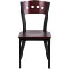 Flash Furniture 2 Pk. HERCULES Series Black 4 Square Back Metal Restaurant Chair – Mahogany Wood Back, Black Vinyl Seat(Mahogany Wood Back/Mahogany Wood Seat/Black Metal Frame)