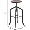 Flash Furniture 30″ Barstool with Adjustable Wood Seat(Set of 1)