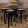 Flash Furniture 30″ High Backless Purple Barstool with Square Wood Seat(Black)