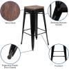 Flash Furniture 30″ High Backless Purple Barstool with Square Wood Seat(Black)