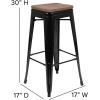 Flash Furniture 30″ High Backless Purple Barstool with Square Wood Seat(Black)