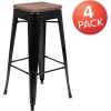 Flash Furniture 30″ High Backless Purple Barstool with Square Wood Seat(Black)