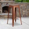 Flash Furniture 30″ High Backless Purple Barstool with Square Wood Seat(Copper)