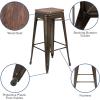 Flash Furniture 30″ High Backless Purple Barstool with Square Wood Seat(Gun Metal)