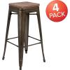 Flash Furniture 30″ High Backless Purple Barstool with Square Wood Seat(Gun Metal)