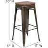 Flash Furniture 30″ High Backless Purple Barstool with Square Wood Seat(Gun Metal)