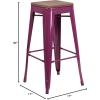 Flash Furniture 30″ High Backless Purple Barstool with Square Wood Seat(Purple)