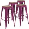 Flash Furniture 30″ High Backless Purple Barstool with Square Wood Seat(Purple)