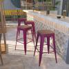 Flash Furniture 30″ High Backless Purple Barstool with Square Wood Seat(Purple)