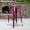 Flash Furniture 30″ High Backless Purple Barstool with Square Wood Seat(Purple)