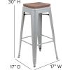 Flash Furniture 30″ High Backless Purple Barstool with Square Wood Seat(Silver)