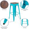 Flash Furniture 30″ High Backless Purple Barstool with Square Wood Seat(Teal)