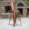 Flash Furniture 30″ High Copper Metal Barstool with Back and Wood Seat(1)