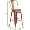 Flash Furniture 30″ High Copper Metal Barstool with Back and Wood Seat(1)