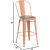 Flash Furniture 30″ High Copper Metal Barstool with Back and Wood Seat(4)