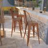 Flash Furniture 30″ High Copper Metal Barstool with Back and Wood Seat(4)