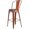Flash Furniture 30″ High Copper Metal Barstool with Back and Wood Seat(4)