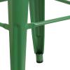 Flash Furniture 30 Inch Ht Backless Green Metal Indoor/Outdoor Barstool, Square Seat