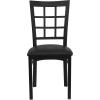 Flash Furniture 4 Pack HERCULES Series Black Window Back Metal Restaurant Chair – Black Vinyl Seat